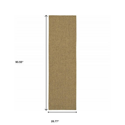 8' Tan Indoor Outdoor Runner Rug