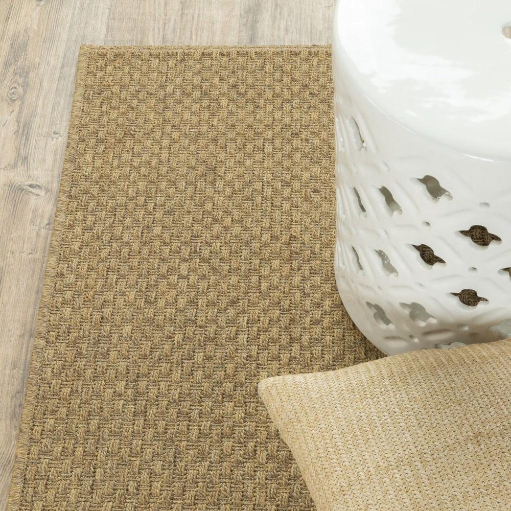 8' Tan Indoor Outdoor Runner Rug