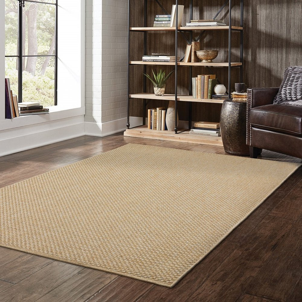 8' Beige Indoor Outdoor Runner Rug