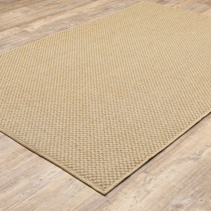 8' Beige Indoor Outdoor Runner Rug