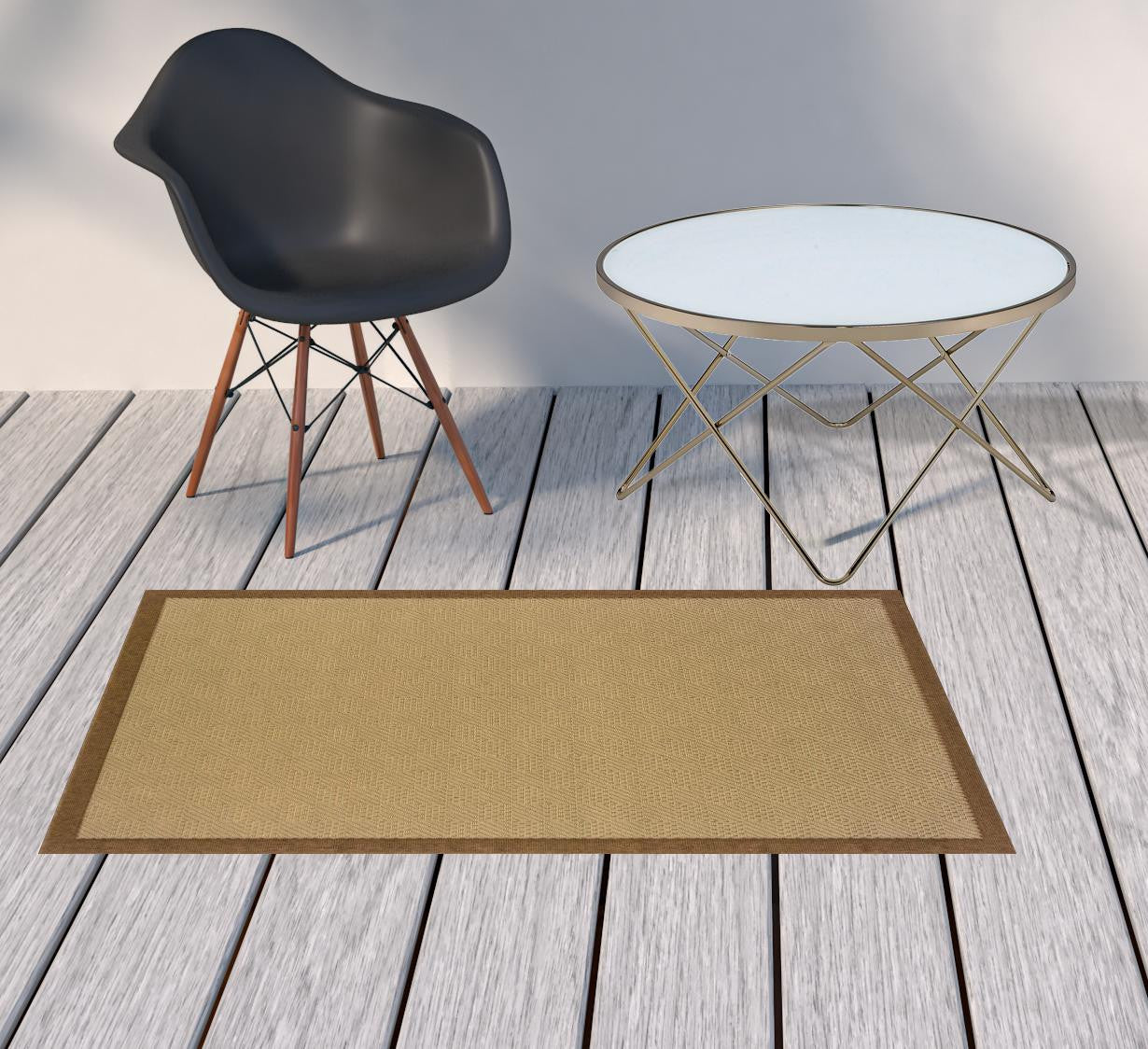 5' X 8' Beige Indoor Outdoor Area Rug