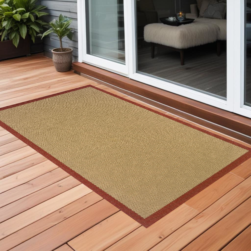 5' X 8' Beige Indoor Outdoor Area Rug