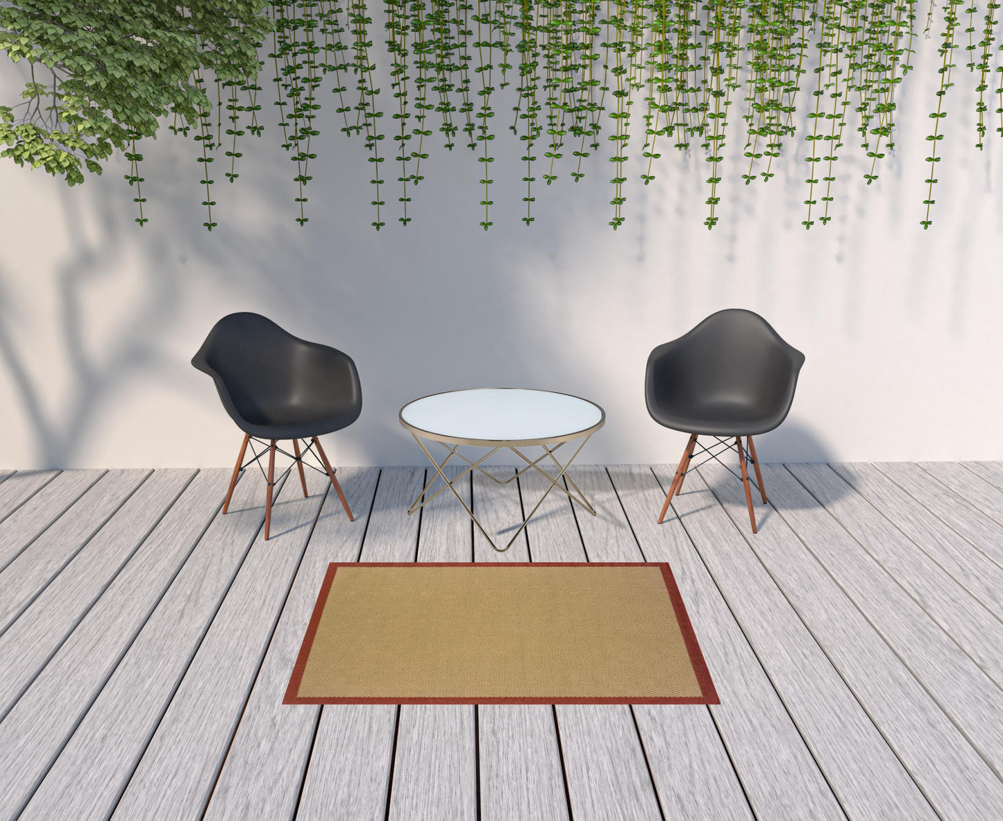 5' X 8' Beige Indoor Outdoor Area Rug