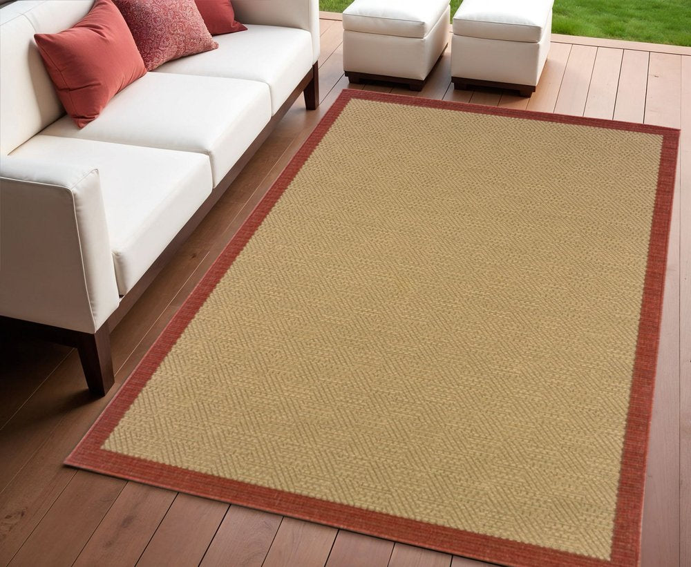 8' X 13' Beige Indoor Outdoor Area Rug