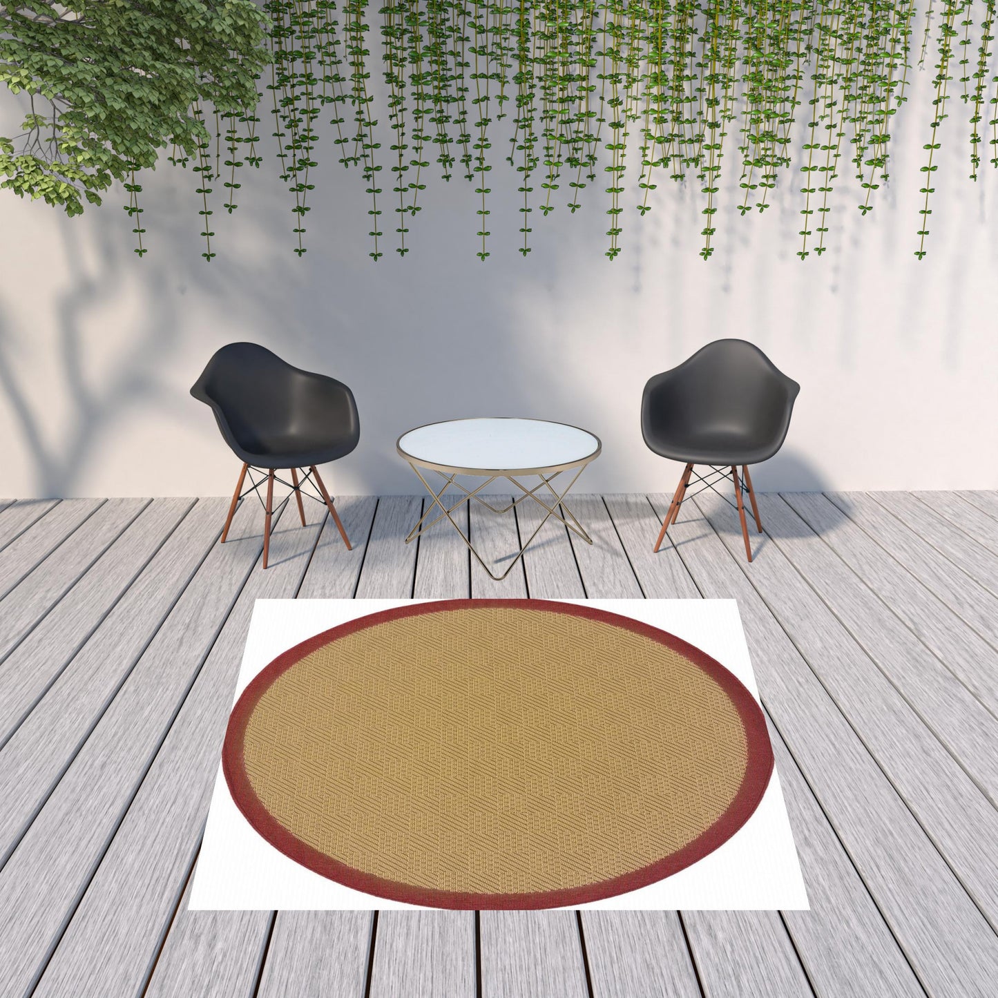 5' X 8' Beige Indoor Outdoor Area Rug