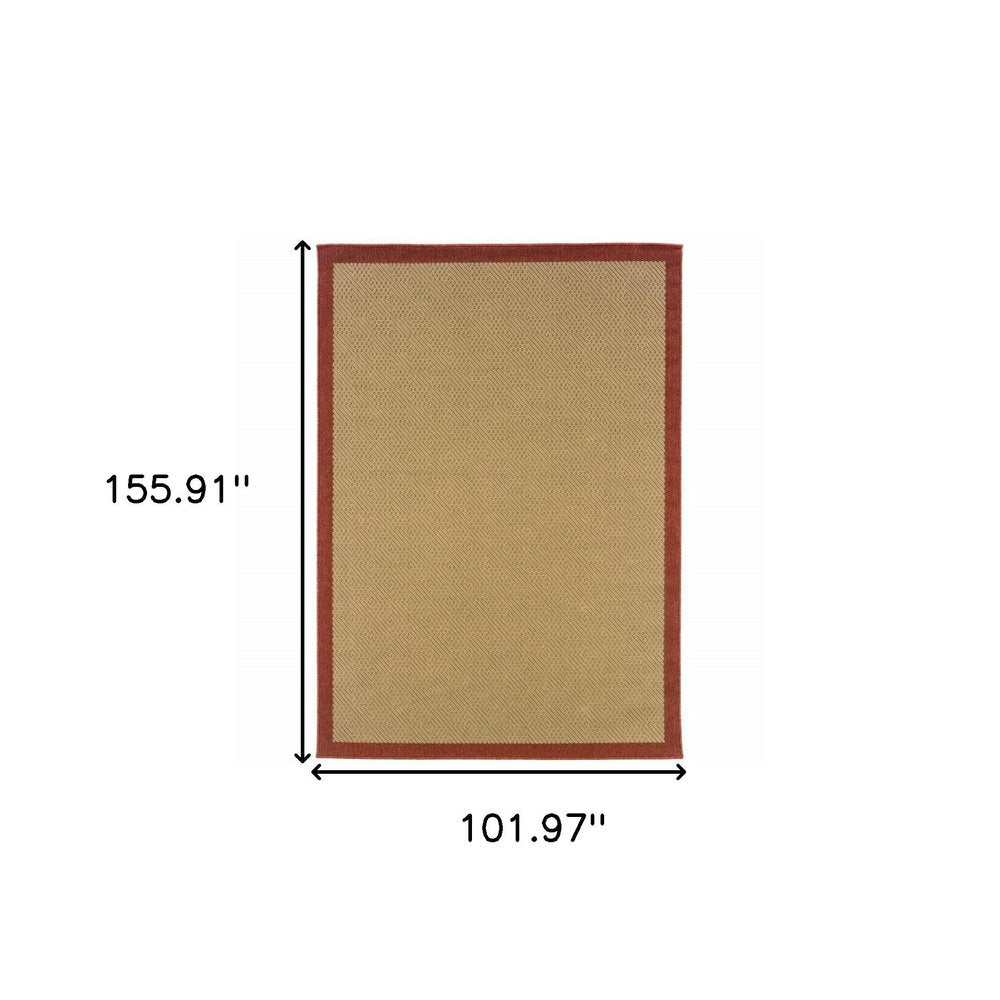 8' X 13' Beige Indoor Outdoor Area Rug