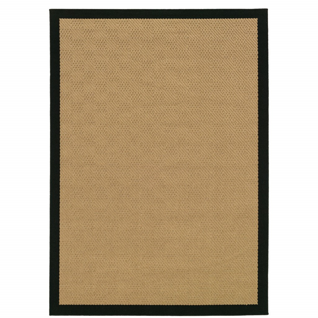 2' X 4' Beige and Black Indoor Outdoor Area Rug