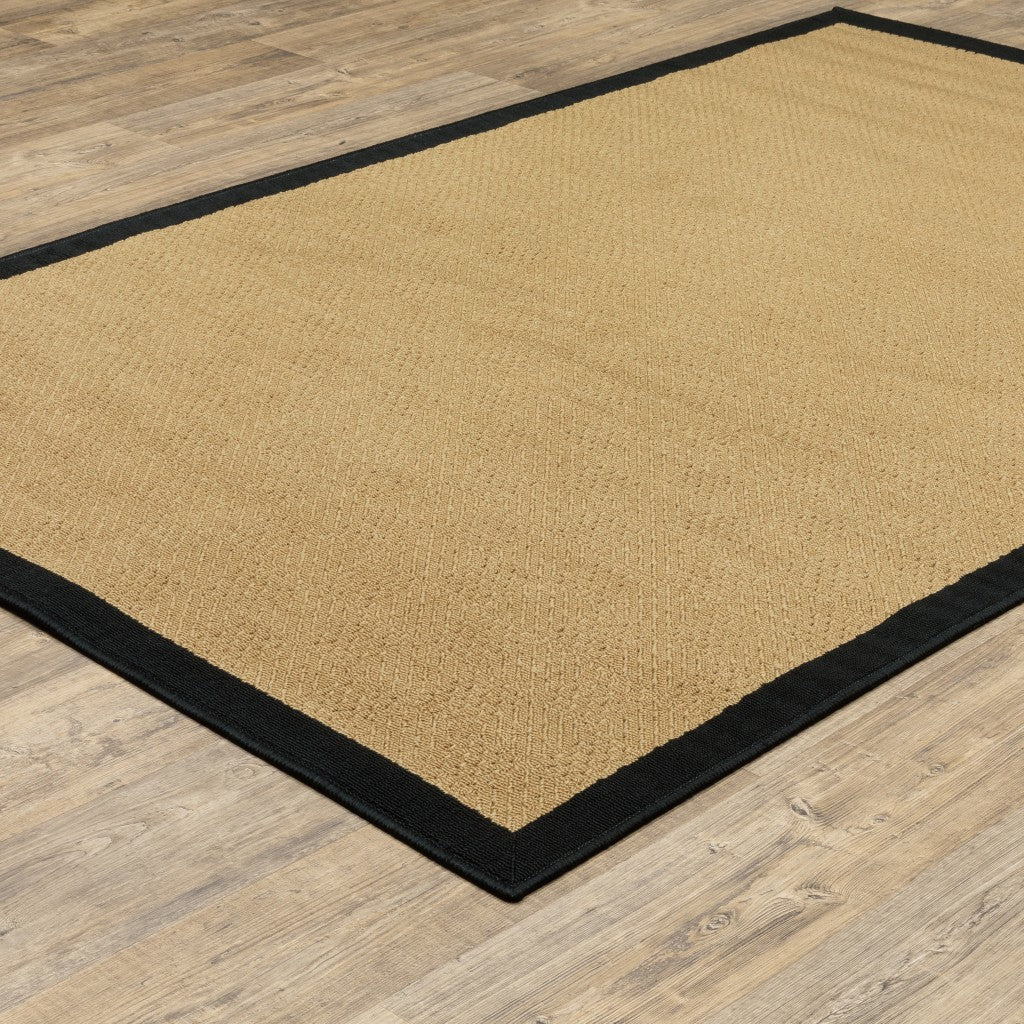 5' X 8' Beige and Black Indoor Outdoor Area Rug