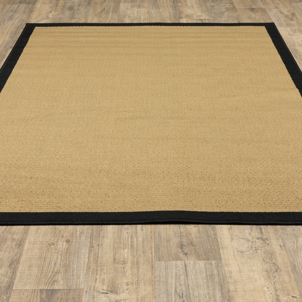 5' X 8' Beige and Black Indoor Outdoor Area Rug