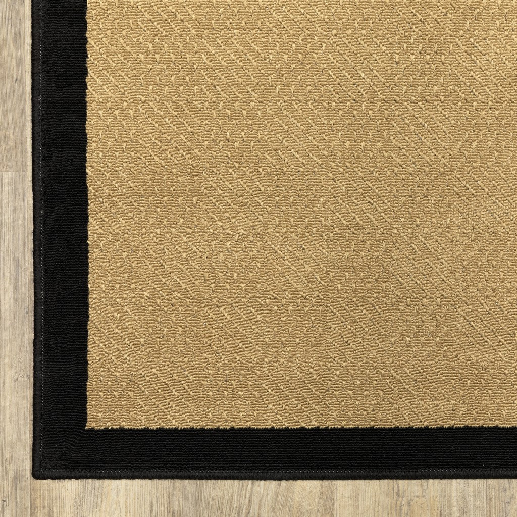 2' X 4' Beige and Black Indoor Outdoor Area Rug