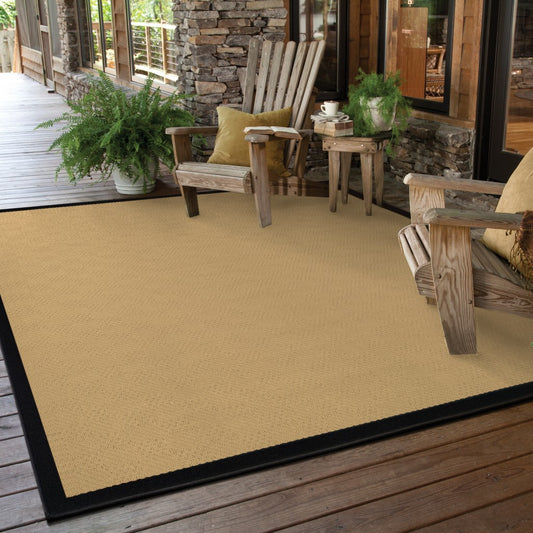 2' X 3' Beige and Black Stain Resistant Indoor Outdoor Area Rug