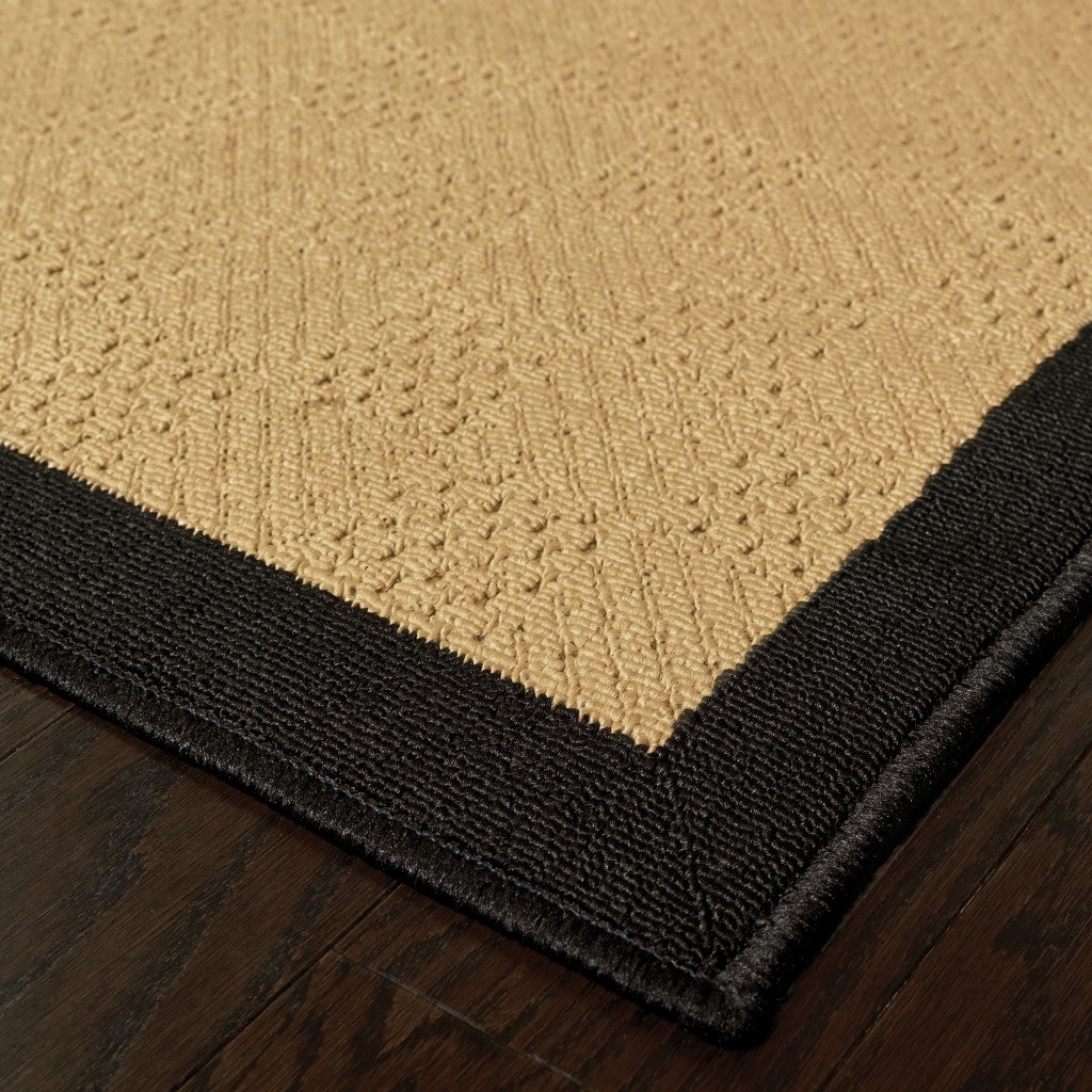 2' X 4' Beige and Black Indoor Outdoor Area Rug