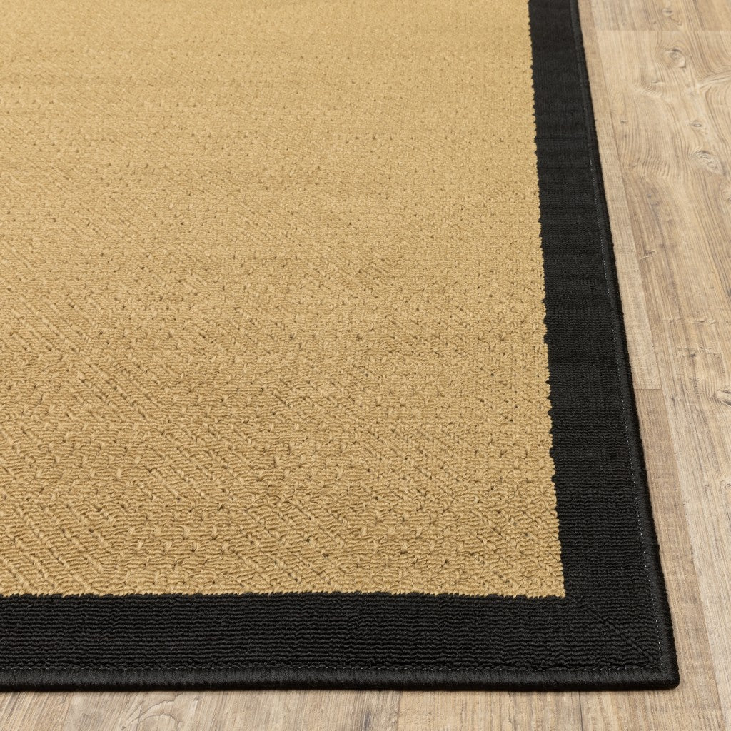 5' X 8' Beige and Black Indoor Outdoor Area Rug