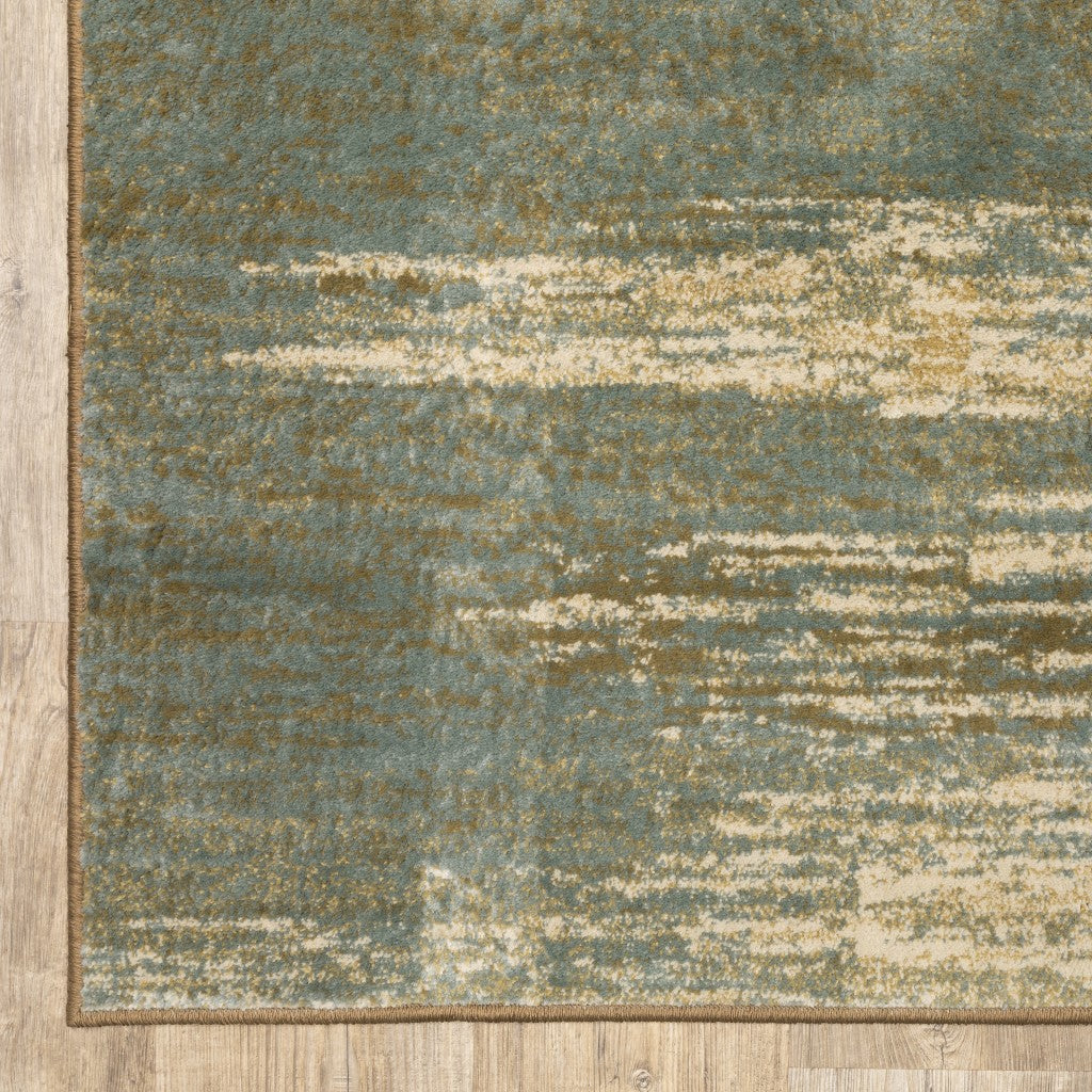 5' X 7' Blue And Brown Distressed Area Rug