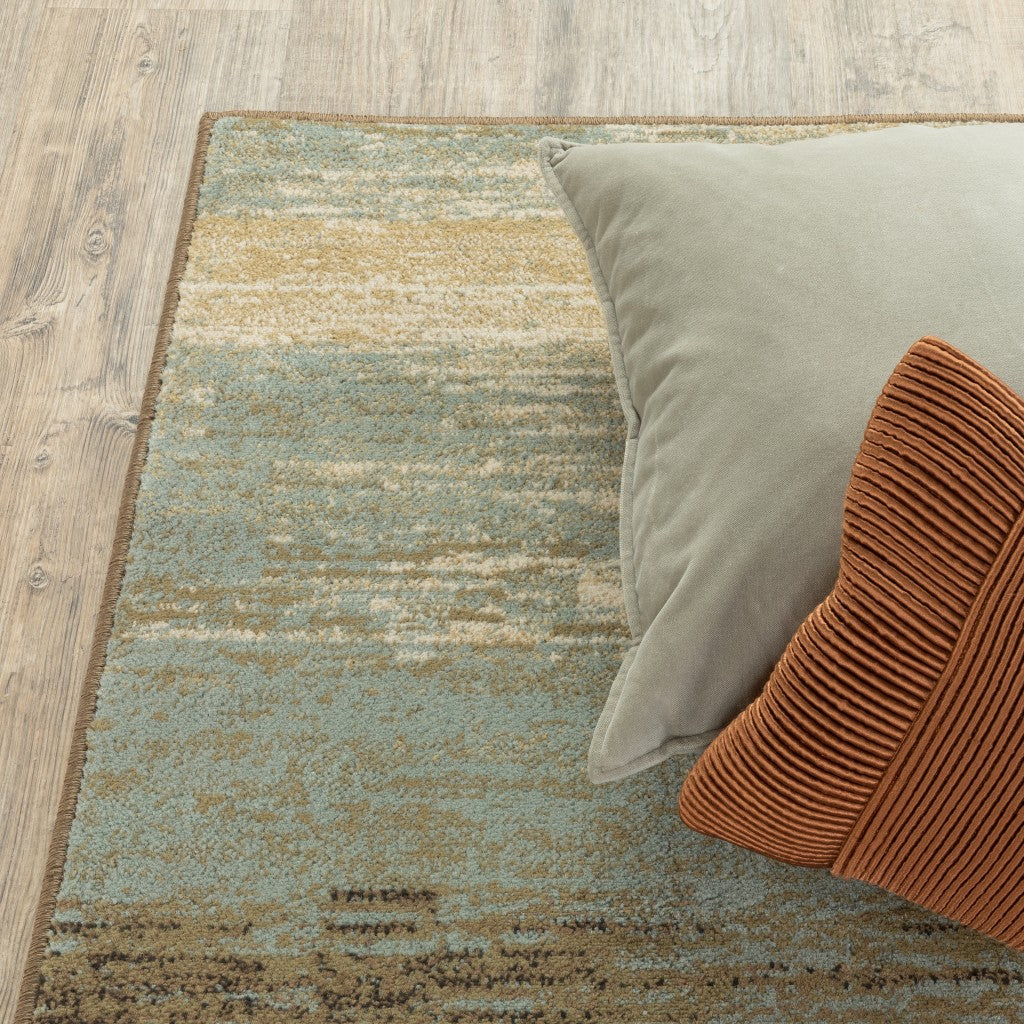 5' X 7' Blue And Brown Distressed Area Rug