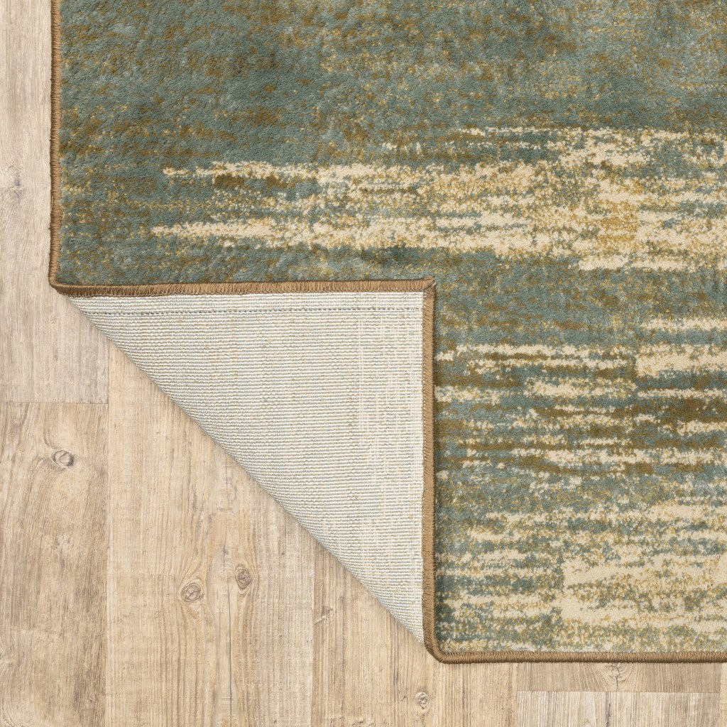 5' X 7' Blue And Brown Distressed Area Rug