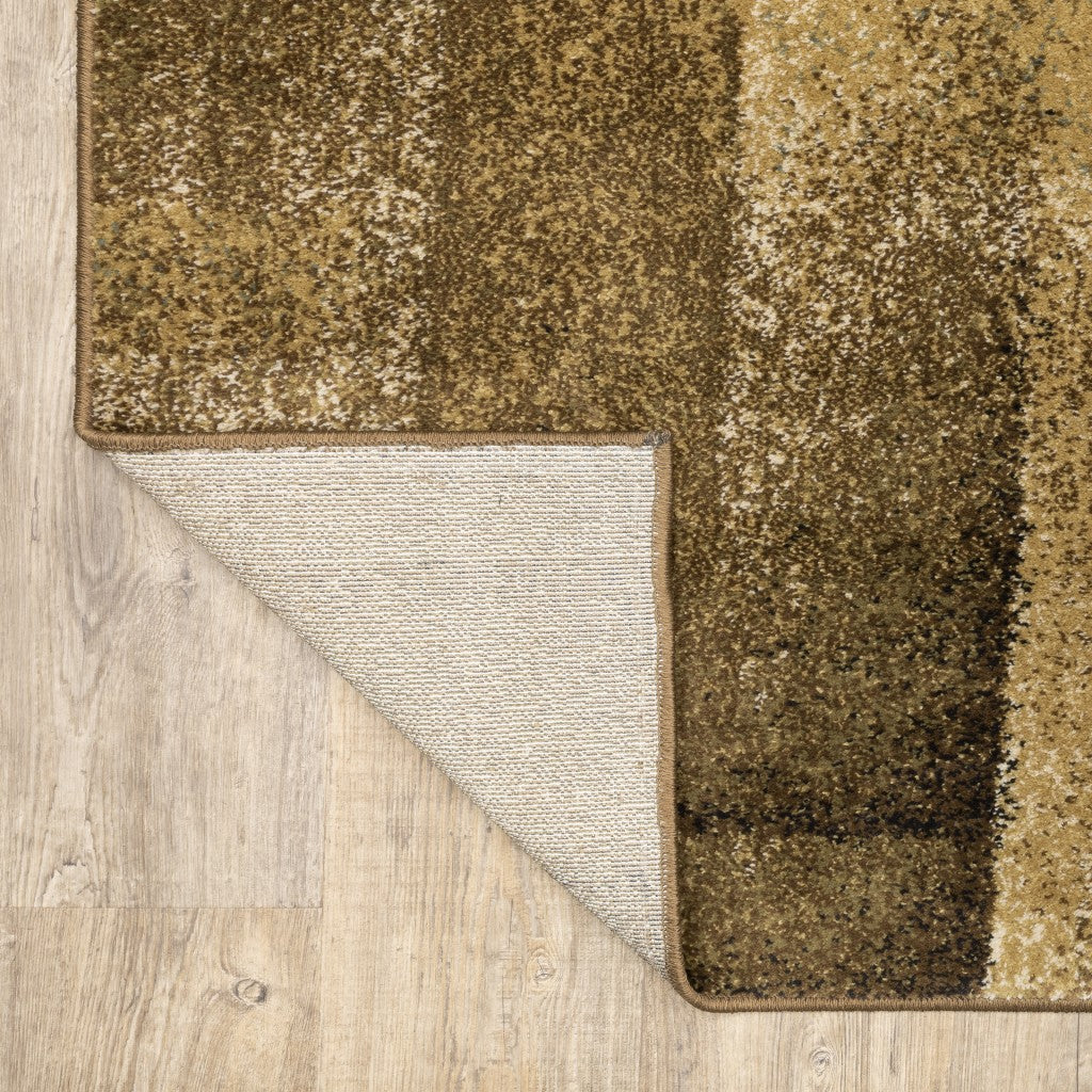 3' X 5' Brown And Beige Distressed Blocks Area Rug