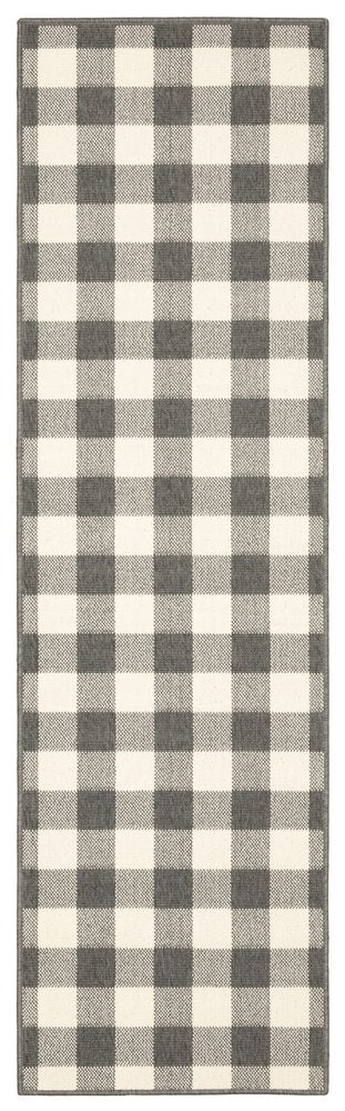 2' X 4' Gray and Ivory Indoor Outdoor Area Rug