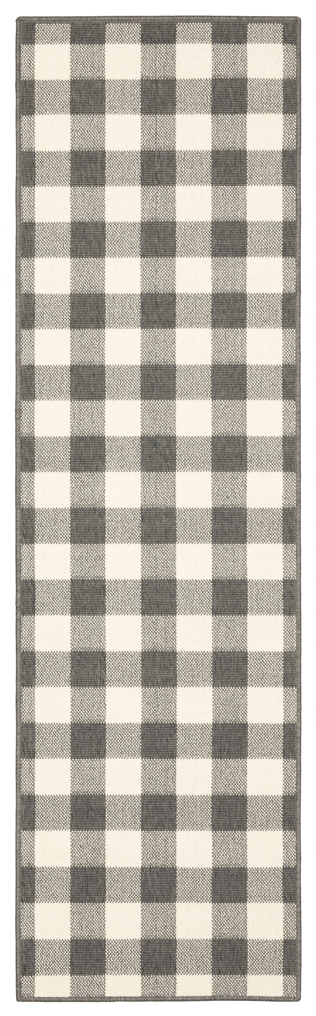 2' X 4' Gray and Ivory Indoor Outdoor Area Rug