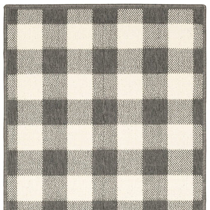 5' X 8' Gray and Ivory Indoor Outdoor Area Rug