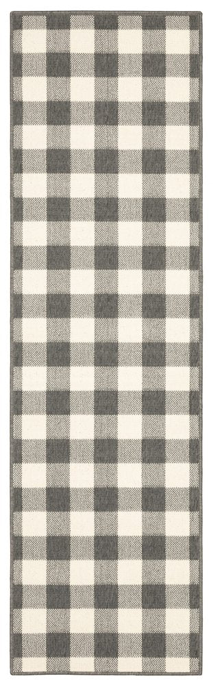 5' X 8' Gray and Ivory Indoor Outdoor Area Rug