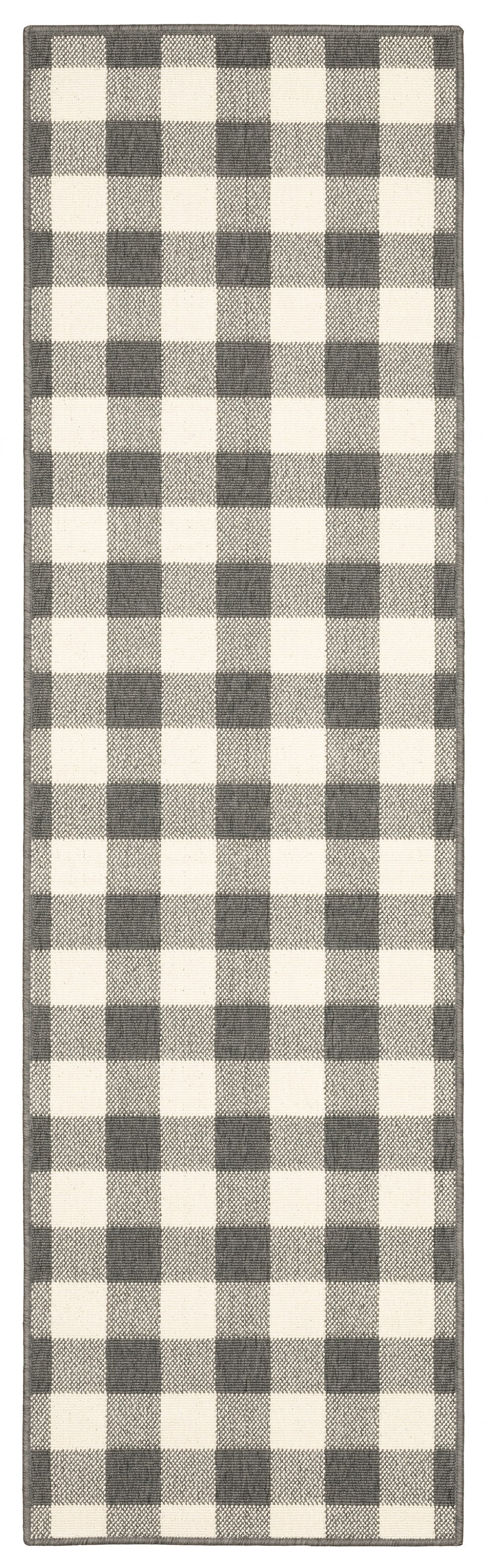 2' X 4' Gray and Ivory Indoor Outdoor Area Rug