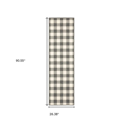 5' X 8' Gray and Ivory Indoor Outdoor Area Rug