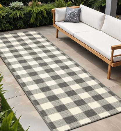 5' X 8' Gray and Ivory Indoor Outdoor Area Rug