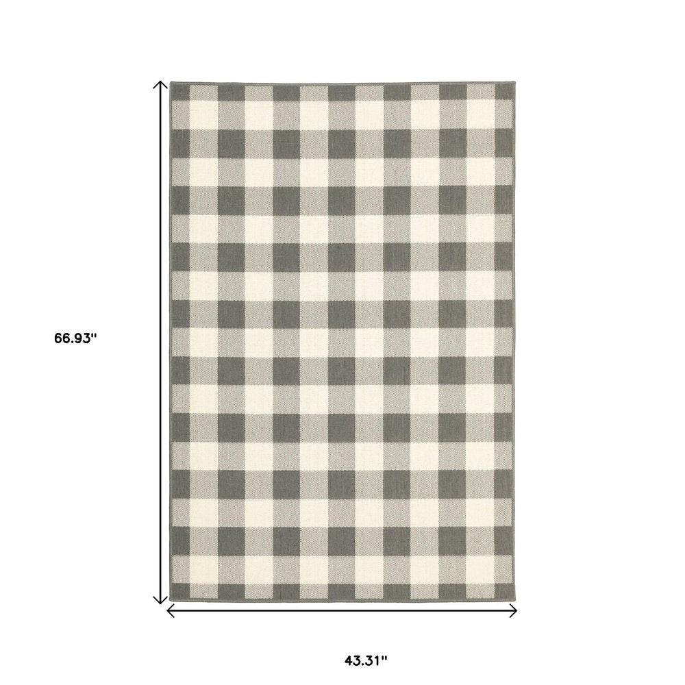5' X 8' Gray and Ivory Indoor Outdoor Area Rug