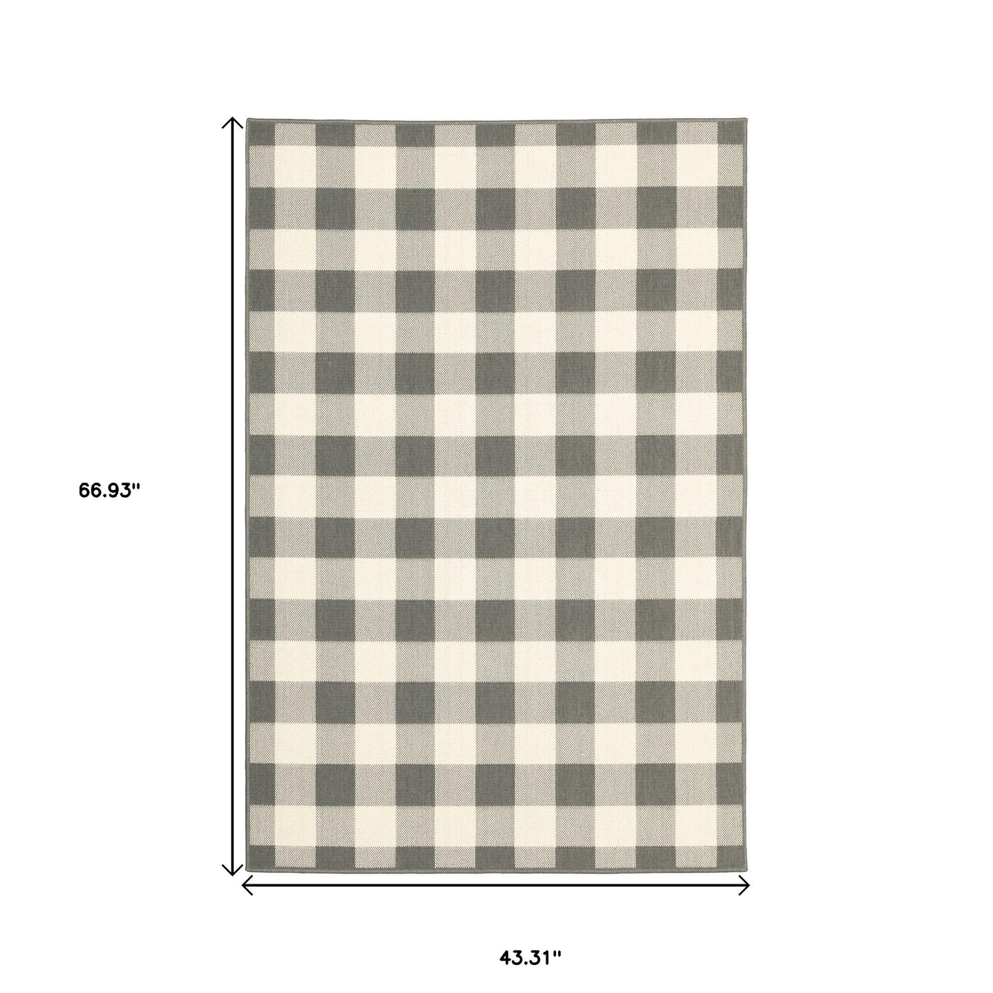 2' X 4' Gray and Ivory Indoor Outdoor Area Rug