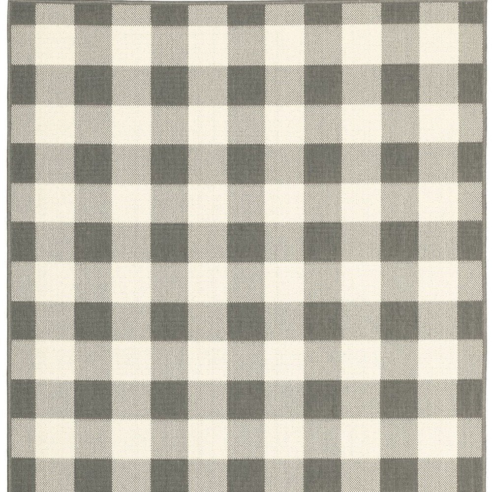 5' X 8' Gray and Ivory Indoor Outdoor Area Rug