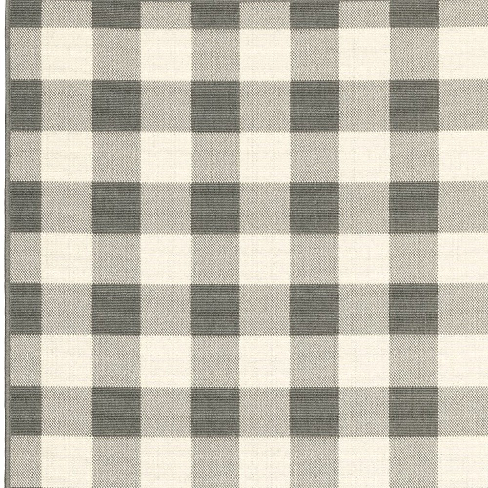 5' X 8' Gray and Ivory Indoor Outdoor Area Rug