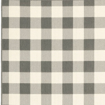 5' X 8' Gray and Ivory Indoor Outdoor Area Rug