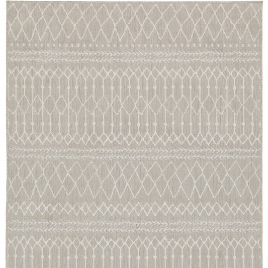 5' X 7' Gray and Ivory Indoor Outdoor Area Rug