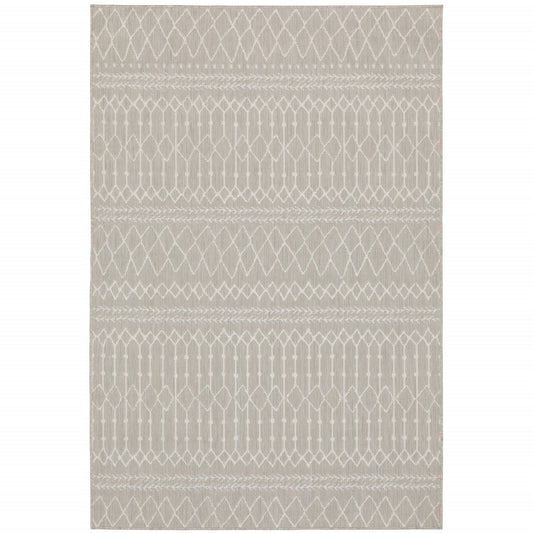 3' X 5' Gray And Ivory Indoor Outdoor Area Rug