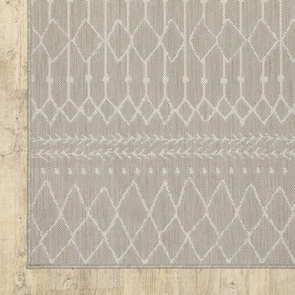 3' X 5' Gray And Ivory Indoor Outdoor Area Rug