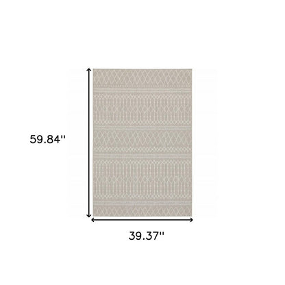 3' X 5' Gray And Ivory Indoor Outdoor Area Rug