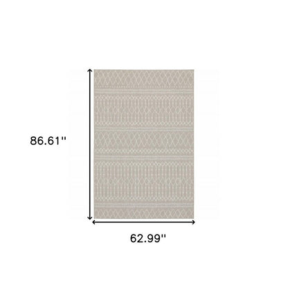 3' X 5' Gray And Ivory Indoor Outdoor Area Rug