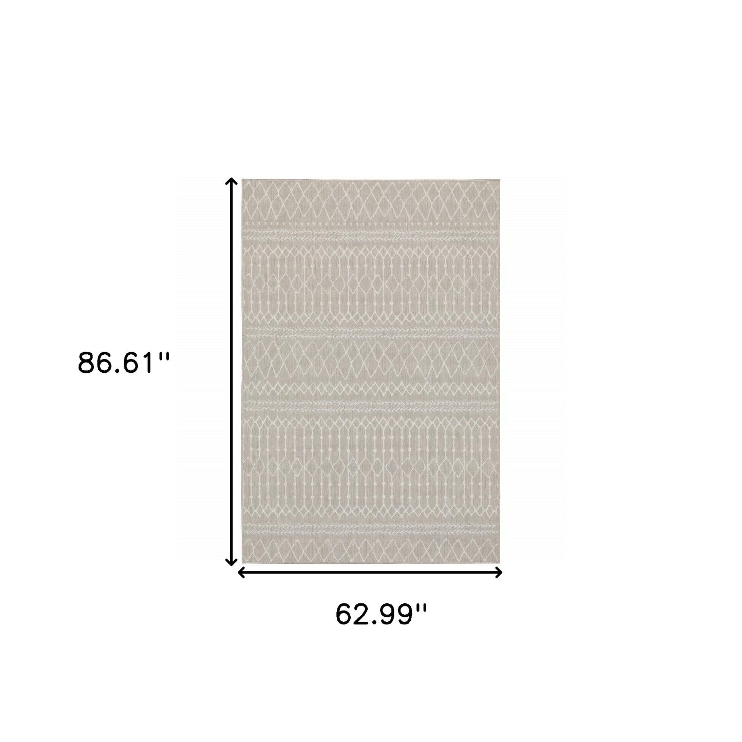 8' X 10' Gray and Ivory Indoor Outdoor Area Rug