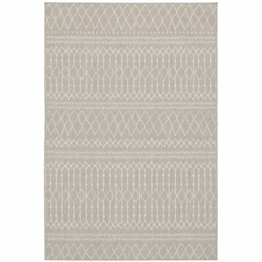 3' X 5' Gray and Ivory Indoor Outdoor Area Rug