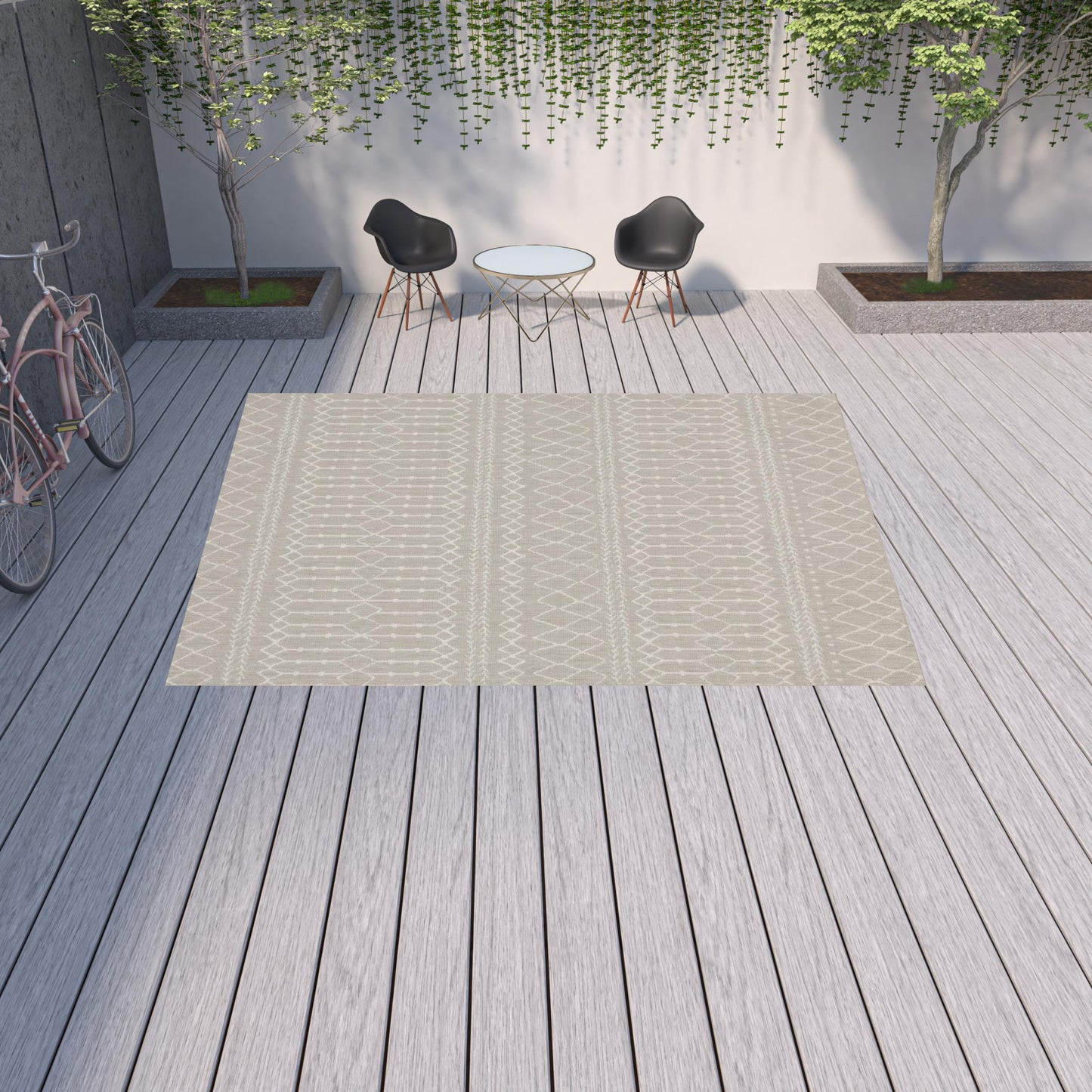 8' X 10' Gray and Ivory Indoor Outdoor Area Rug