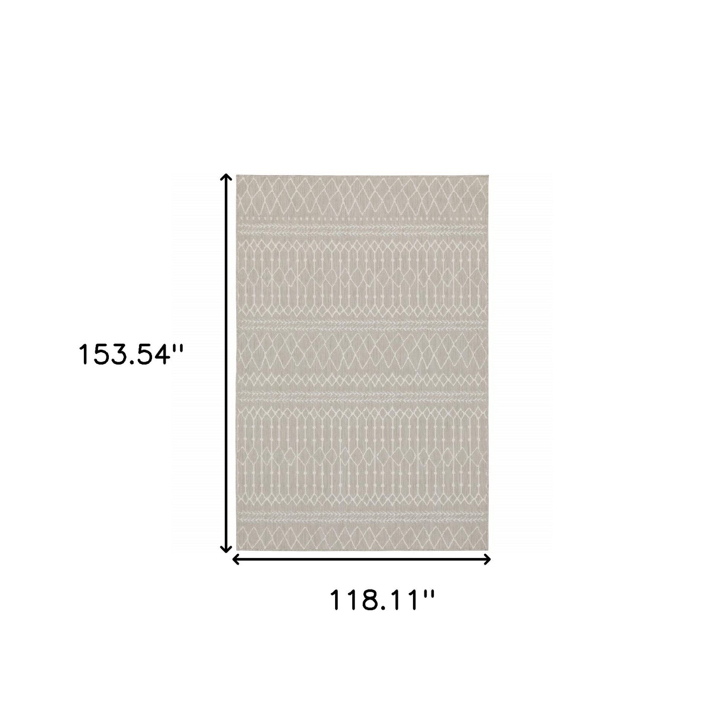 8' X 10' Gray and Ivory Indoor Outdoor Area Rug