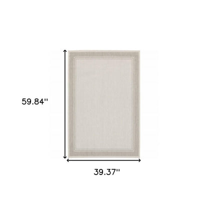 3' X 5' Gray And Ivory Indoor Outdoor Area Rug