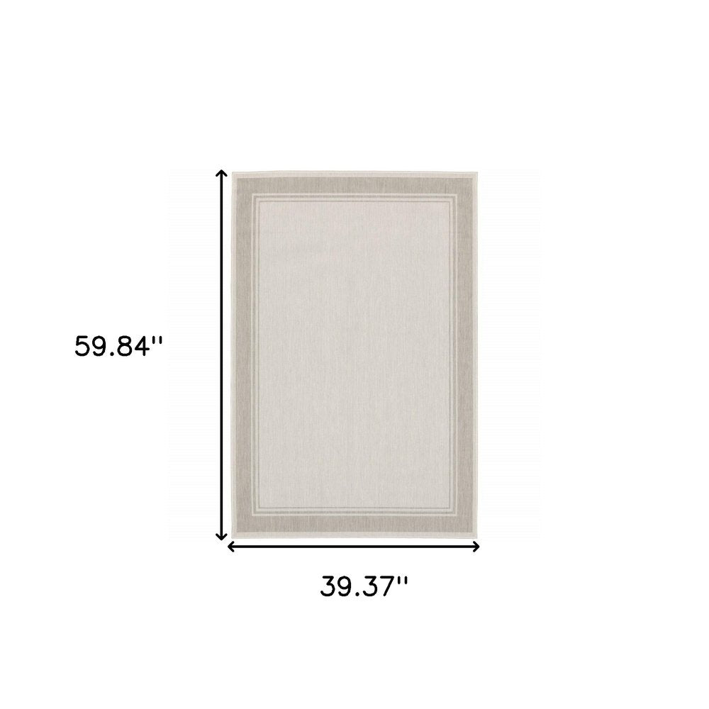 8' X 10' Gray And Ivory Indoor Outdoor Area Rug