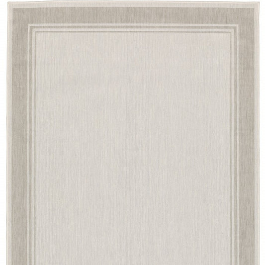 3' X 5' Gray and Ivory Indoor Outdoor Area Rug