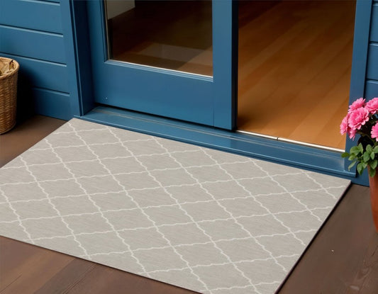 3' X 5' Gray And Ivory Indoor Outdoor Area Rug