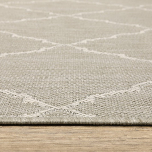 3' X 5' Gray And Ivory Indoor Outdoor Area Rug