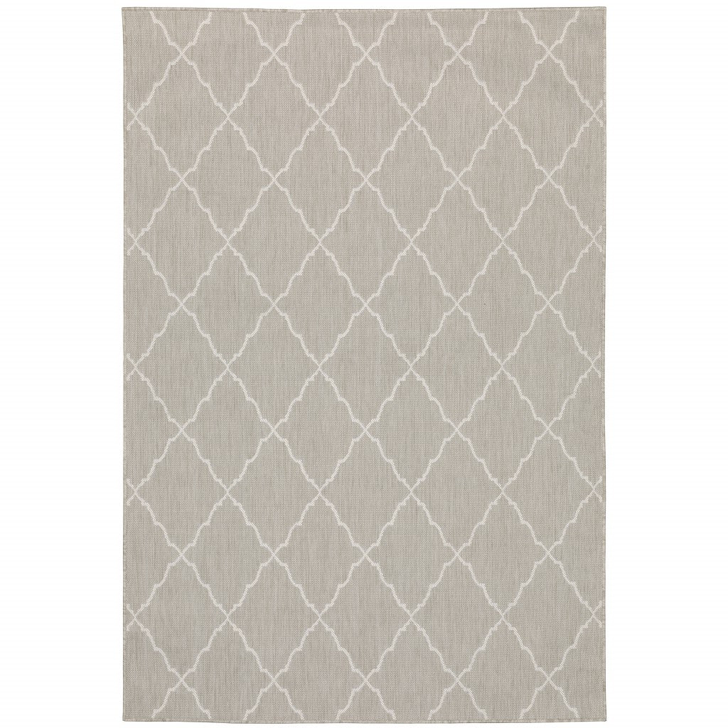 3' X 5' Gray and Ivory Indoor Outdoor Area Rug