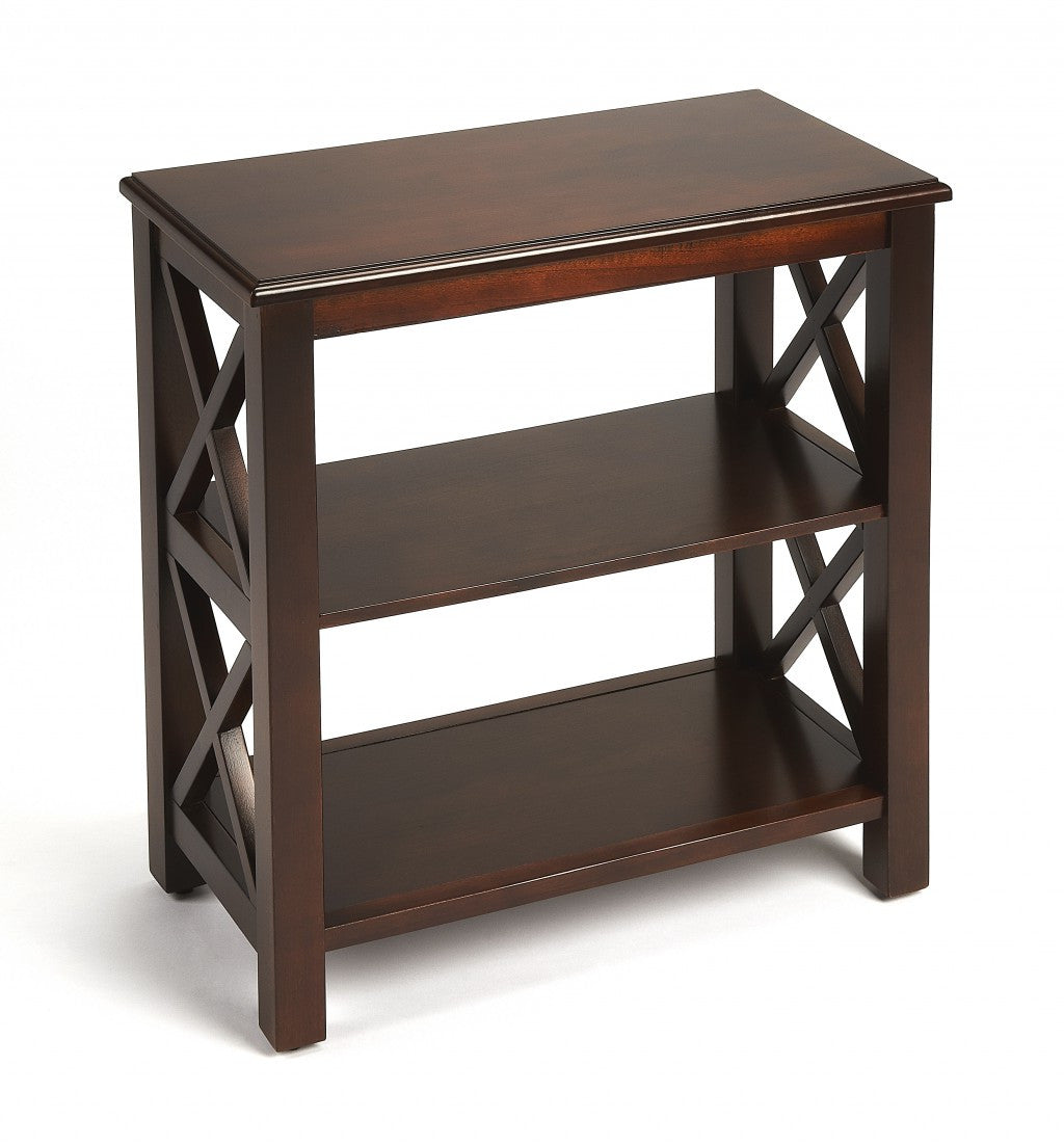 25" Dark Brown Two Tier Standard Bookcase