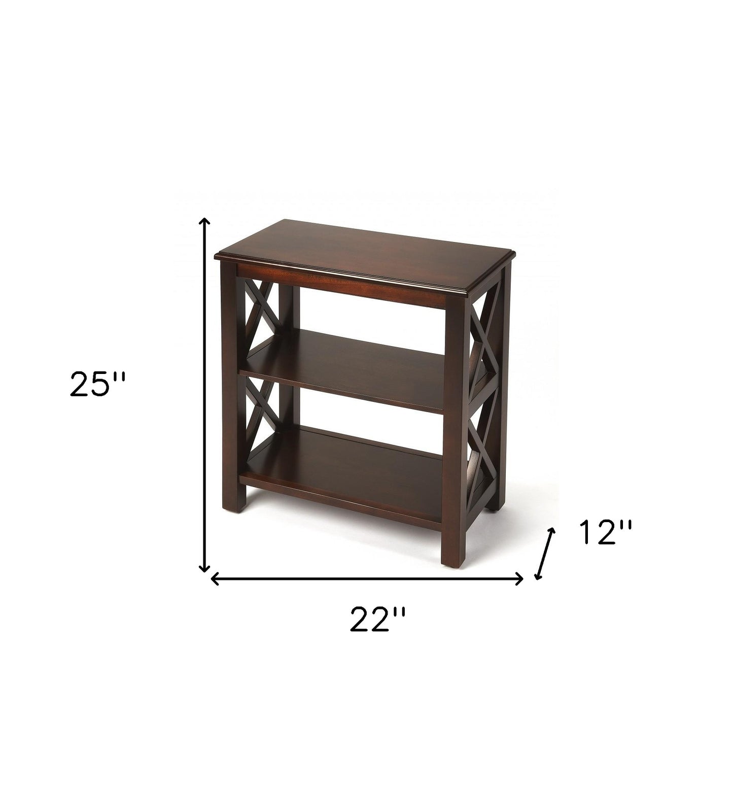 25" Dark Brown Two Tier Standard Bookcase